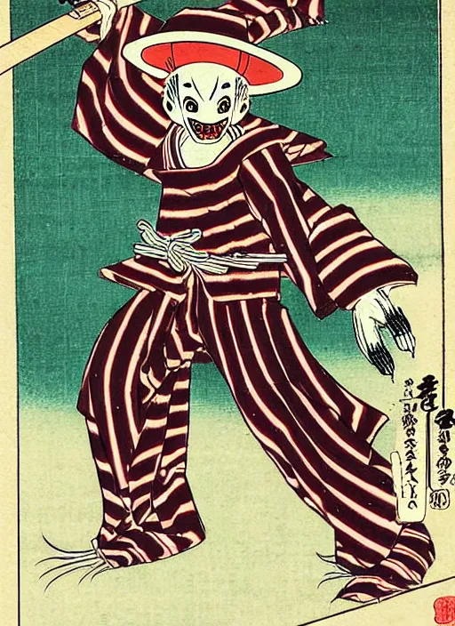 Image similar to freddy krueger as a yokai illustrated by kawanabe kyosai and toriyama sekien