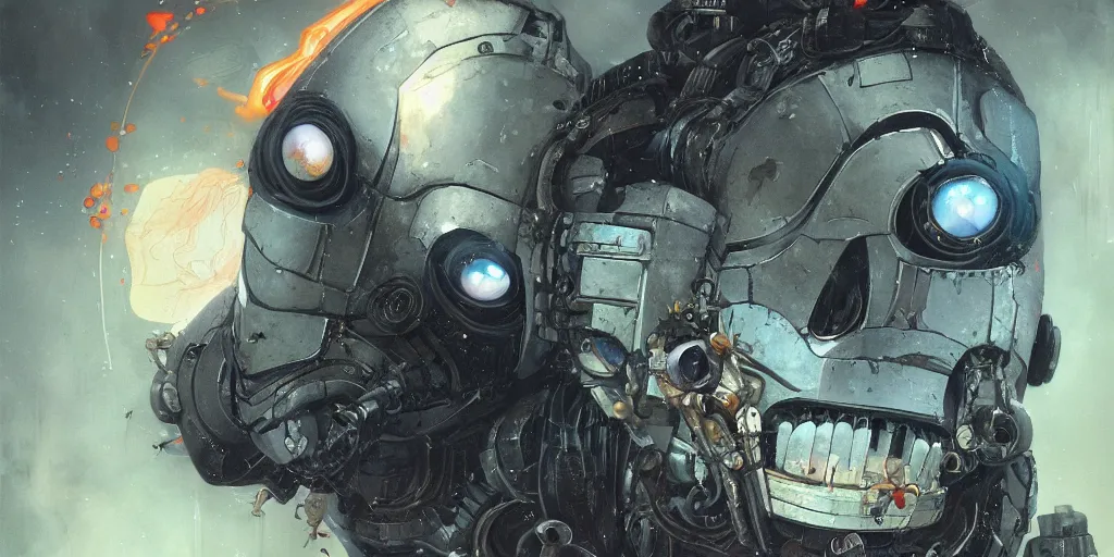 Prompt: dream portrait of the Iron giant , cameras, melting ,8k,by tristan eaton,Stanley Artgermm,Tom Bagshaw,Greg Rutkowski,Carne Griffiths, Ayami Kojima, Beksinski, Giger,trending on DeviantArt,face enhance,hyper detailed,minimalist,cybernetic, android, blade runner,full of colour