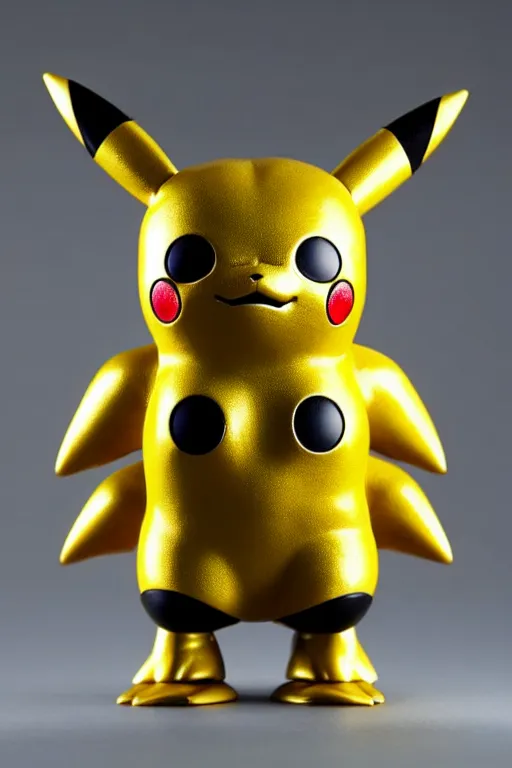 Image similar to pikachu terminator metal golem, intricate details. front on, symmetrical. industrial design. good design award, innovative product concepts, most respected design