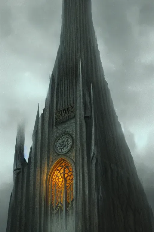 Image similar to Inside Orthanc Tower, evening, detailed matte painting, cinematic, Alan Lee, Artstation