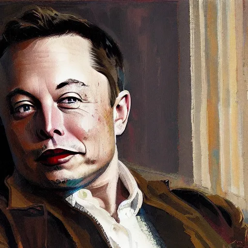 Prompt: elon musk, by colin campbell cooper