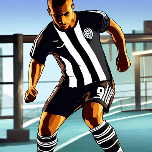 Prompt: Soccer player, highly detailed, fast action, GTA V poster