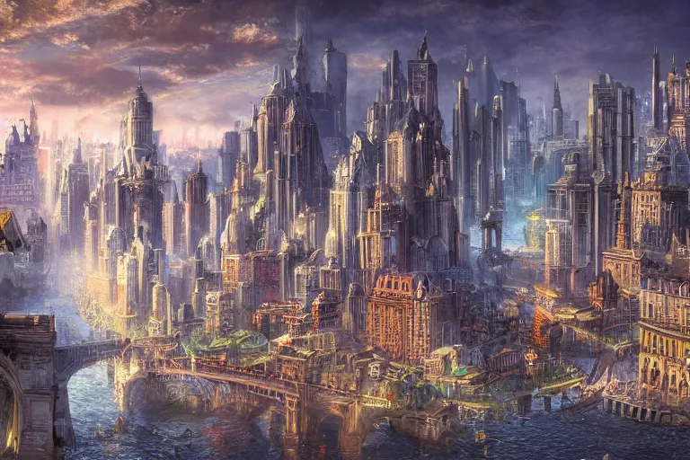 Prompt: a magnificent city. fantasy. photorealism.