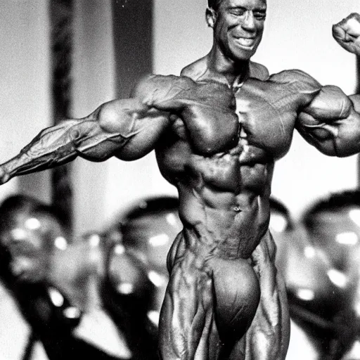 Image similar to a praying mantis winning mr. olympia