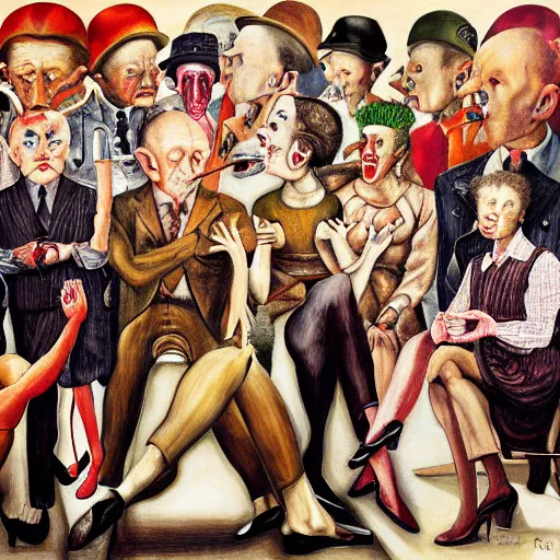 Image similar to mandatory diversity training by otto dix, hyperrealistic, masterpiece, aesthetic