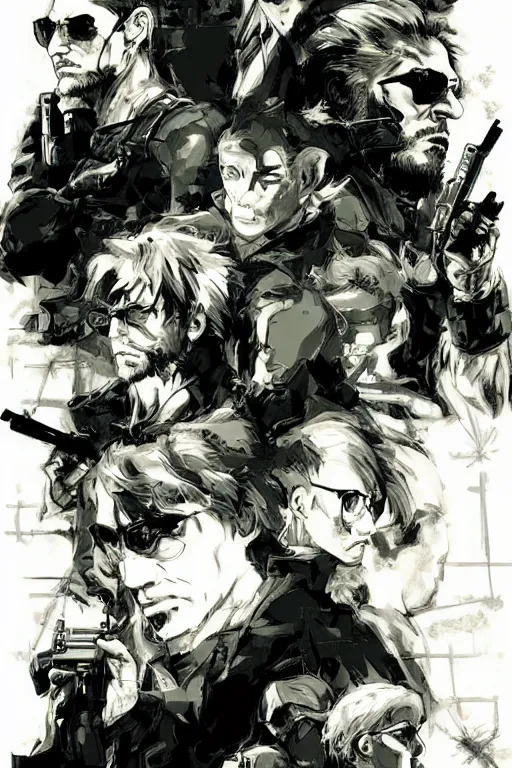 Image similar to Metal Gear Solid movie poster artwork by mondo poster , full of details, by Yoji Shinkawa, Matte painting, trending on artstation and mondo poster