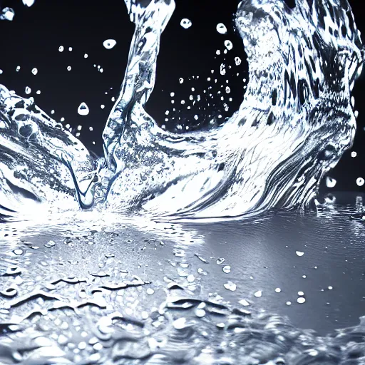 Image similar to water splashes forming a shape of a human head, water manipulation art, ray tracing, realistic water sharp focus, long shot, 8 k resolution, cinematic