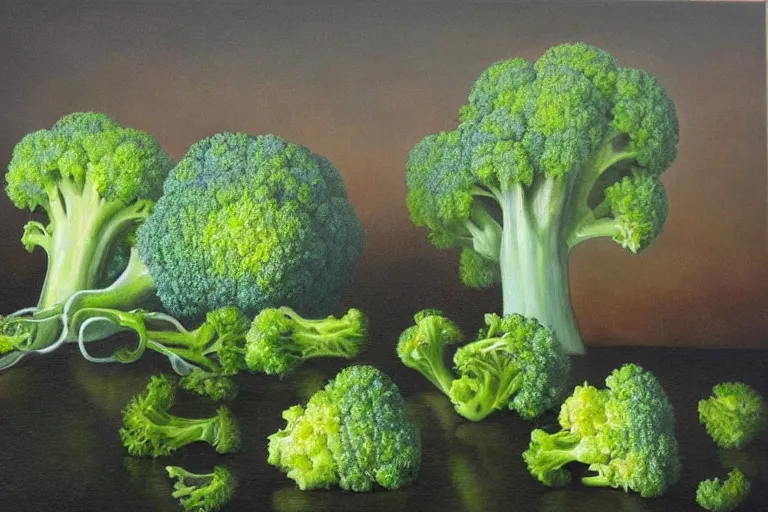 Prompt: broccoli music, surrealism, elegant oil painting, highly detailed