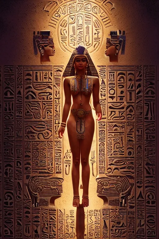 Image similar to hieroglyph system of 1 0 0 glyphs that looks like mayan and astec figures, intricate detailed environment, photorealistic!, intricate, elegant, highly detailed, digital painting, artstation, concept art, smooth, sharp focus, illustration, art by artgerm and greg rutkowski and alphonse mucha