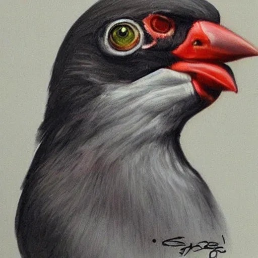 Image similar to bird with bodybuilder arms, hyper realism