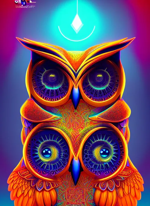 Image similar to symmetry!! product render poster vivid colors divine proportion owl, divine, glowing fog intricate, elegant, highly detailed, digital painting, artstation, concept art, smooth, sharp focus, illustration,