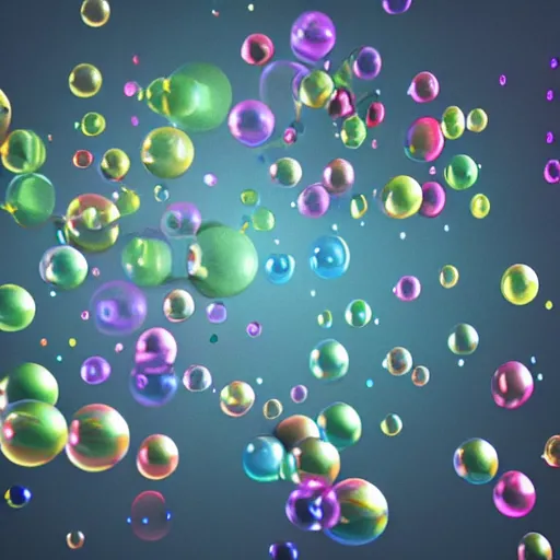 Image similar to a group of bubbles floating in the air, a computer rendering by Alberto Seveso, behance, generative art, rendered in cinema4d, octane render, photoillustration