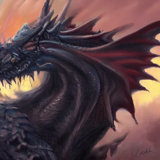 Image similar to an oil painting of a dog dragon hybrid, hd, artstation, 4 k wallpaper