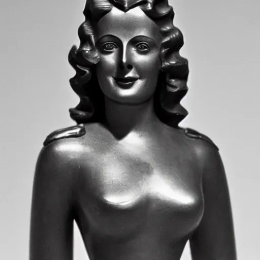 Image similar to antique sculpture of hedy lamarr, she is smiling