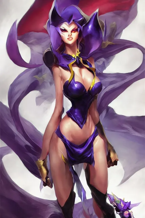 Image similar to Morgana from Darkstalkers in a spinoff in blade and soul artbook on a render by the artist Hyung tae Kim, Jiyun Chae, Joe Madureira, trending on Artstation by Hyung tae Kim, artbook, Stanley Artgerm Lau, WLOP, Rossdraws , James Gurney