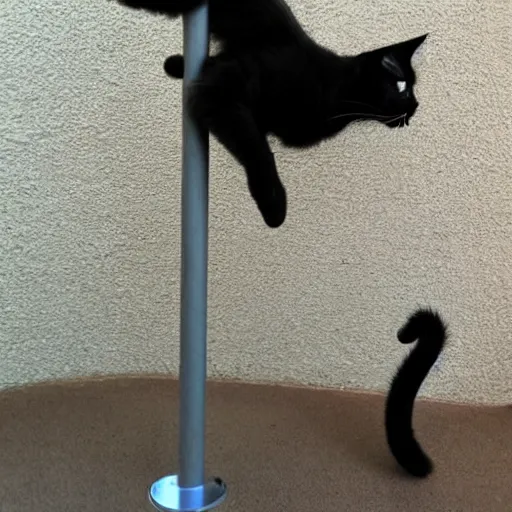 Prompt: poledancing black cat