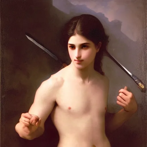 Prompt: William-Adolphe Bouguereau painting of Yasuo League of Legends