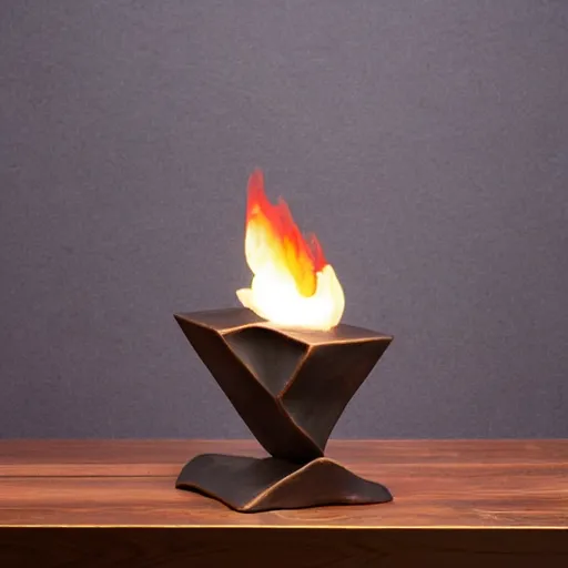 Image similar to tabletop abstract bronze sculpture of fire