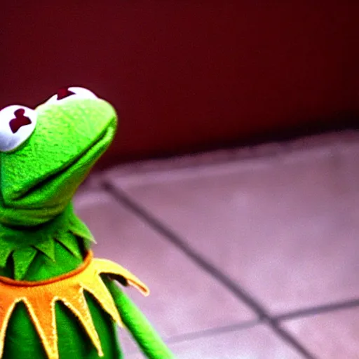 Image similar to kermit the frog from friends ( 1 9 9 7 sitcom ), very detailed face