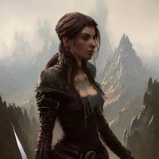 Prompt: portrait of a rogue, dungeons and dragons character, castle background, gorgeous view, depth, high detail, digital art, painted by greg rutkowski, painted by seb mckinnon, painted by jeremy mann, trending on artstation