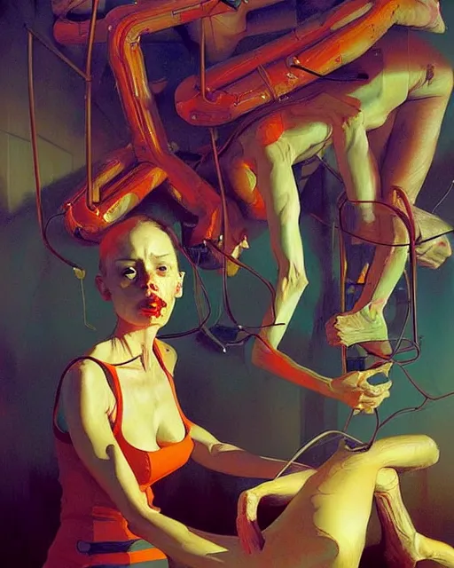 Image similar to centrally planned economies are upended by out of control population. their escape valve is eugenics. in he style of adrian ghenie, esao andrews, jenny saville, edward hopper, surrealism, dark art by james jean
