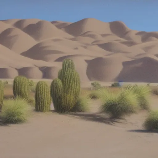 Prompt: matte oil painting of a desert oasis