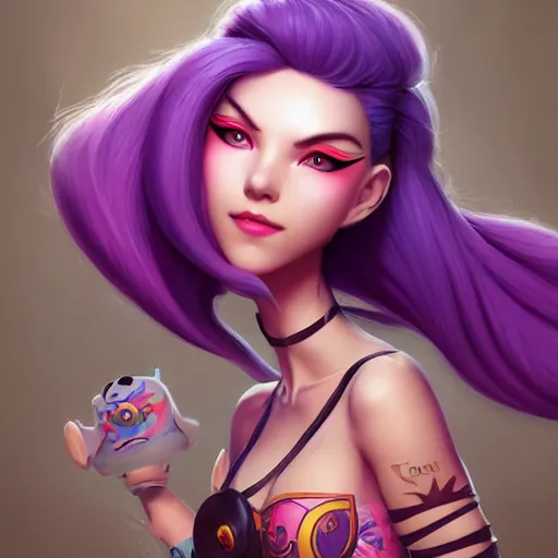 Prompt: lofi jinx from league of legends, Pixar style, by Tristan Eaton Stanley Artgerm and Tom Bagshaw.