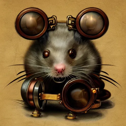 Prompt: a rat with steampunk googles, by CGSociety