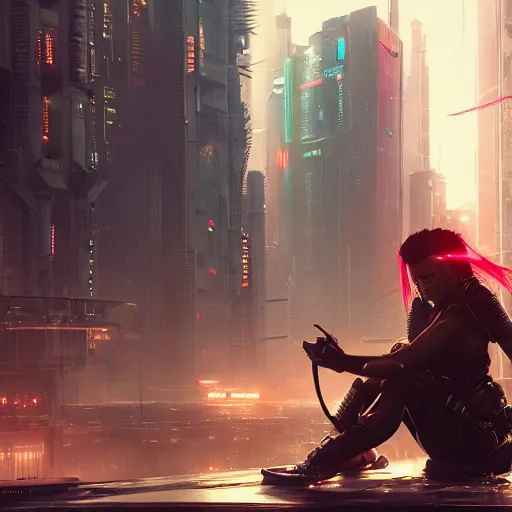 Image similar to cyberpunk dystopia, made by stanley artgerm lau, wlop, rossdraws, artstation, cgsociety, concept art, cgsociety, octane render, trending on artstation, artstationhd, artstationhq, unreal engine, 4 k, 8 k,