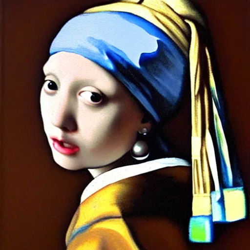 Prompt: painting of girl with a Pearl Earring by Jumji Ito