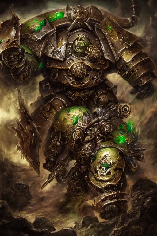 Image similar to chaos space marine, fantasy, warhammer, highly detailed, digital art, sharp focus, trending on art station, nurgle