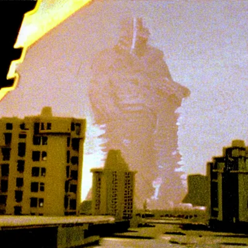 Image similar to Pulgasari the North Korean starfish monster destroying Pyongyang city, volumetric lighting, filmstill, produced by Kim Jong-il, Kodachrome, kaiju-eiga, monster movie, communist propaganda, film noir, 35mm film grain, Cooke Varotal 20-100mm T3.1, in the style of Ishirō Honda and Stanley Kubrick