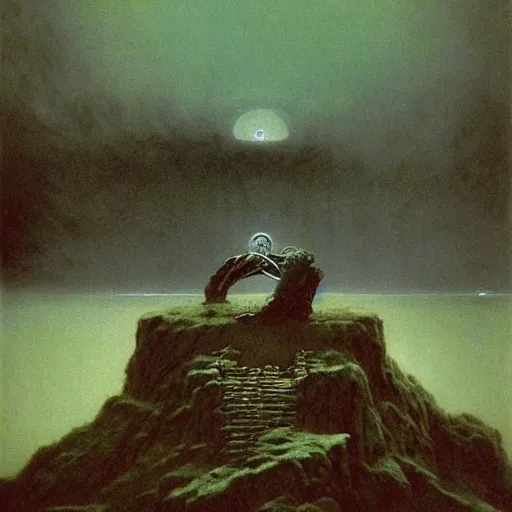 Image similar to lord of the ring concept art, beksinski