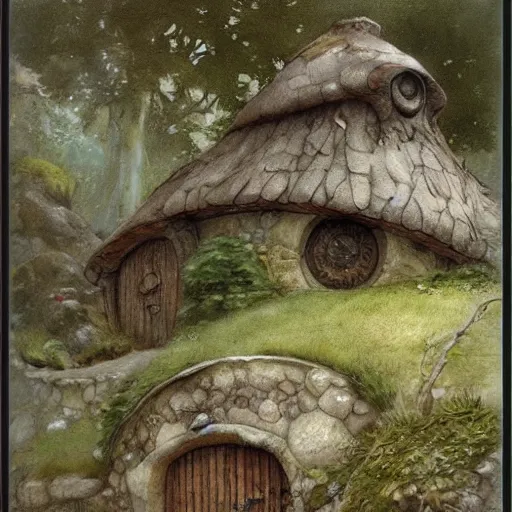 Prompt: hobbit house. muted colors. by Jean-Baptiste Monge style of Jean-Baptiste Monge painted by Jean-Baptiste Monge in art book of Jean-Baptiste Monge, art by Jean-Baptiste Monge, drawings by Jean-Baptiste Monge, paintings by Jean-Baptiste Monge