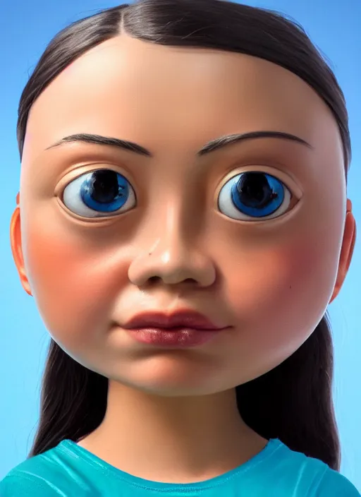 Image similar to closeup face profile portrait of tin toy greta thunberg wearing a bikini, depth of field, zeiss lens, detailed, symmetrical, centered, fashion photoshoot, by nicoletta ceccoli, mark ryden, lostfish, breathtaking, 8 k resolution, extremely detailed, beautiful, establishing shot, artistic, hyperrealistic, octane render