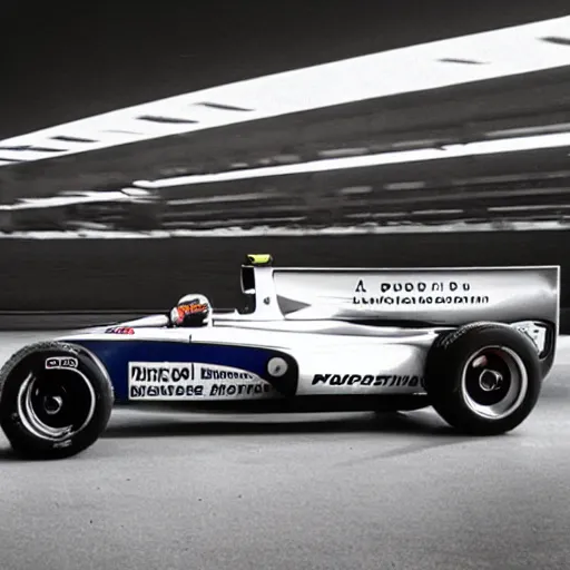Prompt: promotional photo of a porsche formula 1 car