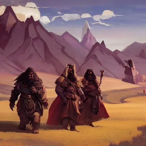 Prompt: slavic orcs in the steppe, magic the gathering artwork, d & d, fantasy, orthodox, art by nicholas roerich and greg rutkowski and craig mullins
