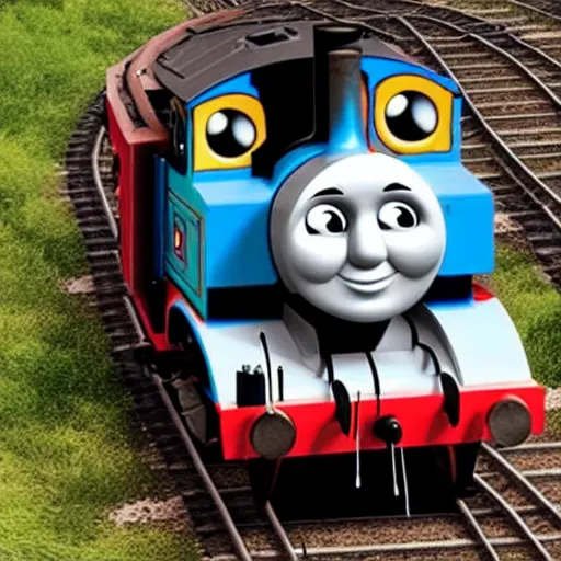 Prompt: thomas the tank engine in zombie apocolypse