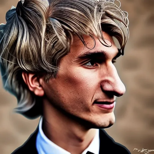 Image similar to xqc, big long nose, underbite