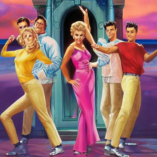 Image similar to Olivia Newton-John as Sandy in Grease, by Mark Brooks, Donato Giancola, Victor Nizovtsev, Scarlett Hooft Graafland, Chris Moore