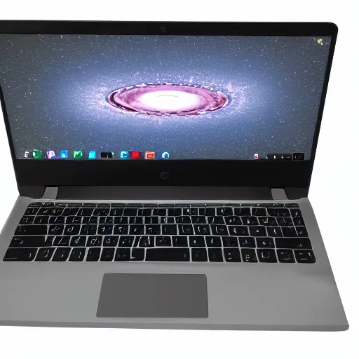 Prompt: product photo concept for a new laptop made by aliens in space