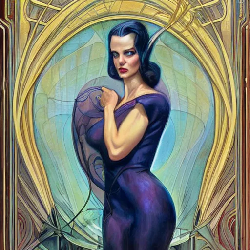 Image similar to an art nouveau streamline moderne portrait in the style of donato giancola and anna dittmann and charles dulac.