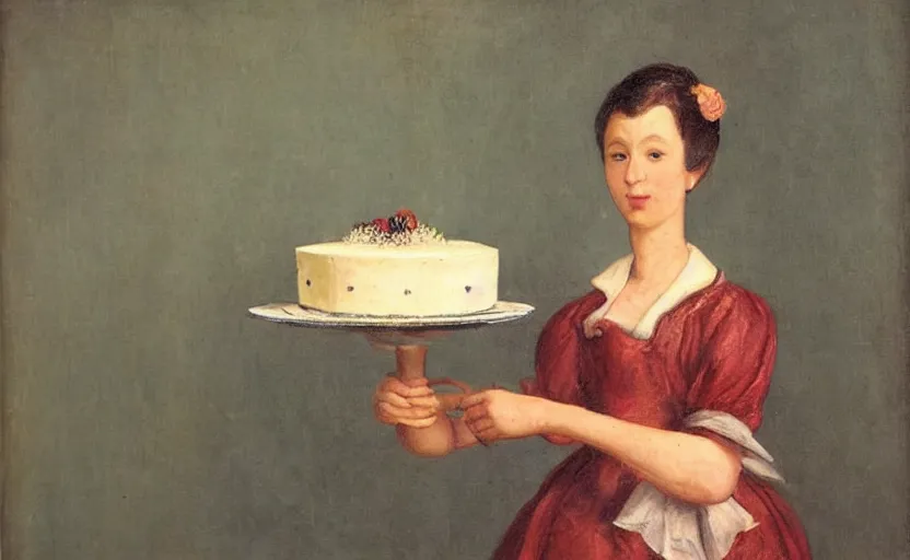 Image similar to “ a lady holding a cake ”