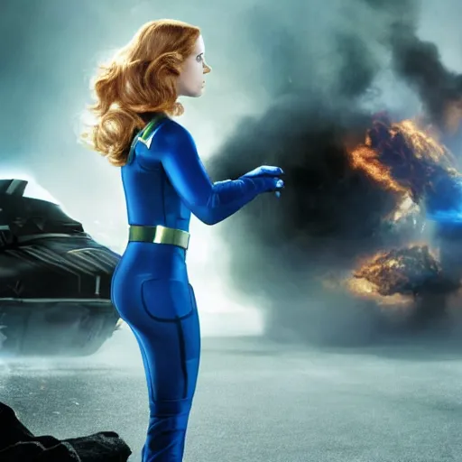Image similar to movie film still of Amy Adams as Sue Storm in a new Fantastic Four movie, cinematic