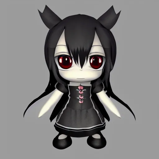 Prompt: cute fumo plush of a gothic maiddroid, anime, vray