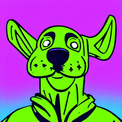 Image similar to scooby doo in hoodie, portrait, vaporwave, synthwave, neon, vector graphics, cinematic, volumetric lighting, f 8 aperture, cinematic eastman 5 3 8 4 film