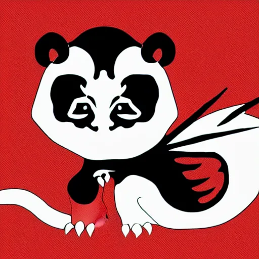 Image similar to vector art of welsh dragon and panda mixed, intercrossed, chimera, adobe illustrator