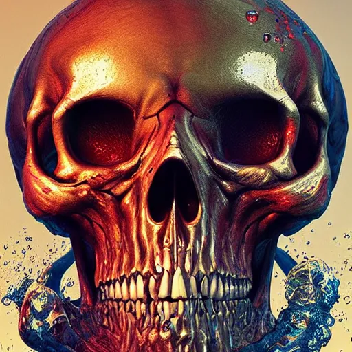 Image similar to portrait_of_a_melting_liquid_skull._intricate_abstract._intricate_artwork._by_Tooth_Wu_wlop_beeple_dan_mumford._octane_render_trending_on_artstation suitable for album cover artwork