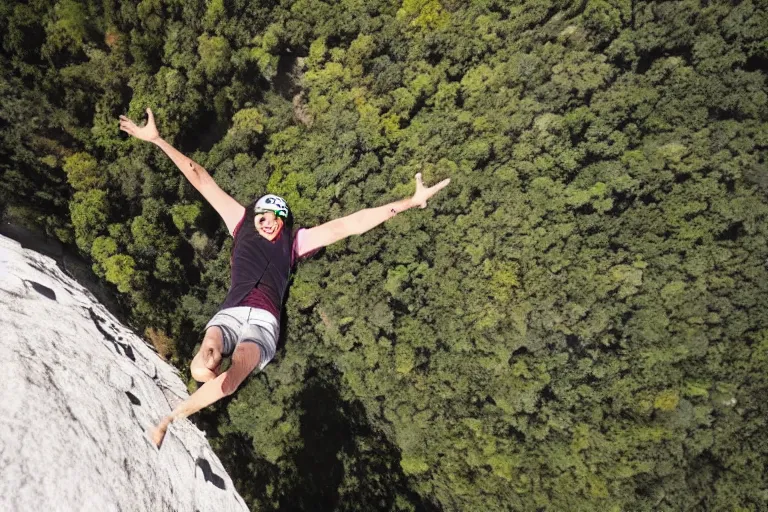 Image similar to selfie falling off a cliff high angle