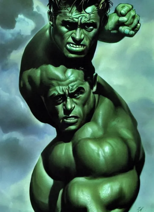 Image similar to james dean as the incredible hulk, fantasy illustration, dynamic lighting, ultra detailed, face and shoulders focus